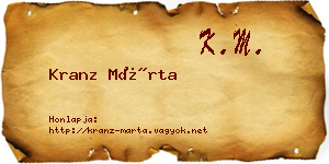 Kranz Márta névjegykártya